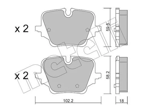 PLQ FR ARR(102,2x59,5x18) BMW S1(F70)/2 Gran Coupe (F74)/X1(U11)/X2