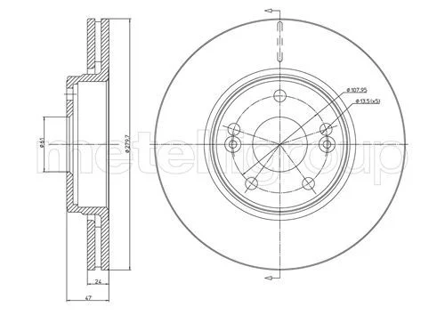 Disque de frein avant METELLI · Ø 280 mm