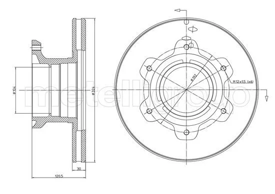 Disque de frein arrière METELLI · Ø 324 mm